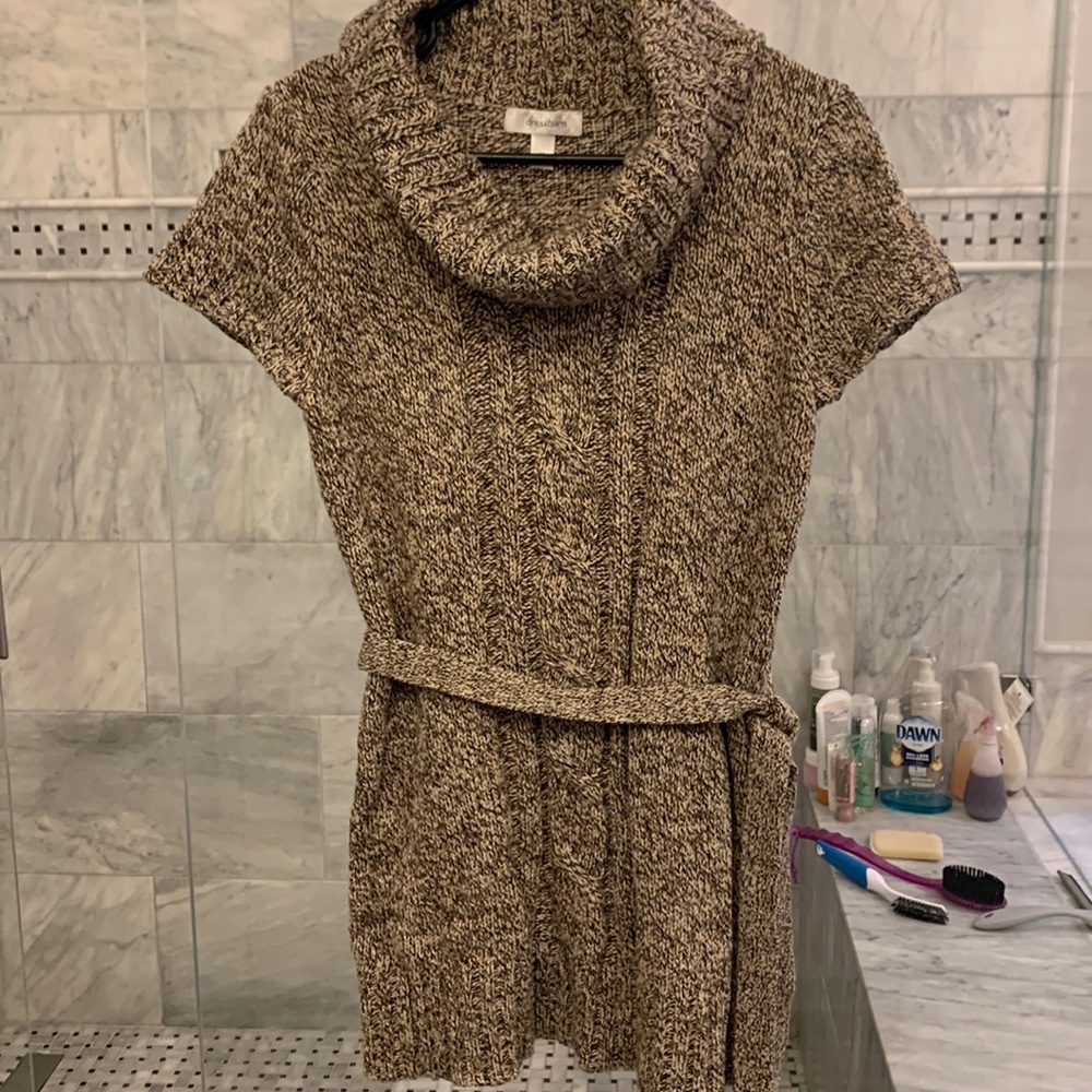 Chaps Women's Marled Brown Cowl Neck Sweater Tunic